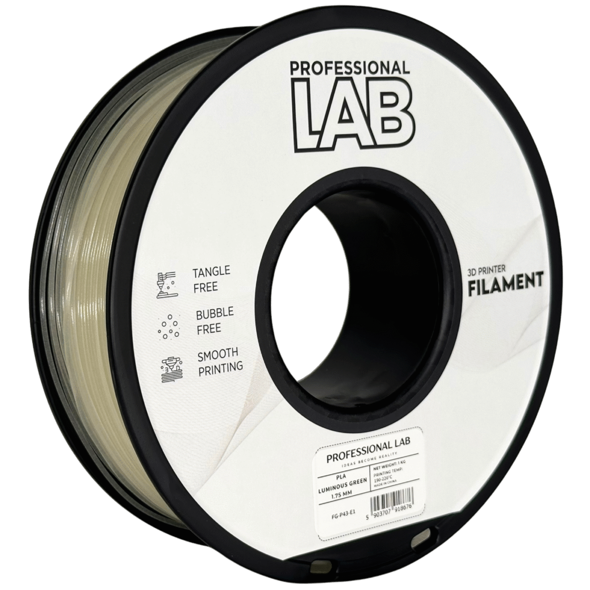 Filament Prof. Lab PLA 1.75mm 1kg Świecący Zielony | Luminous Green