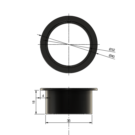 Przelotka do kabli 35 mm okrągła, maskownica do płyty 18 mm, czarna, 10 sztuk 5 0581e76b8290c4fd27136c152173dc3e